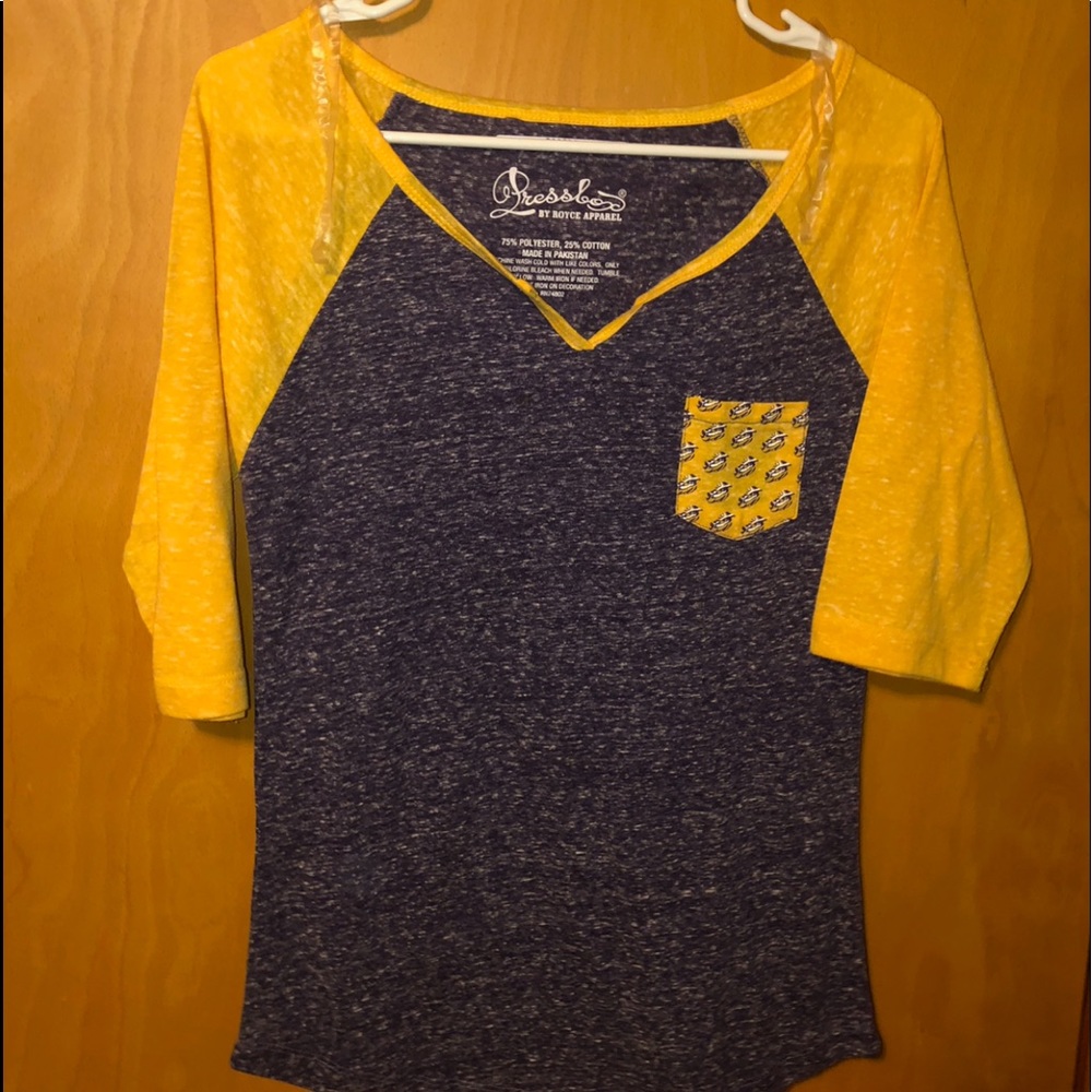 NWOT lsu 3/4 length tee S